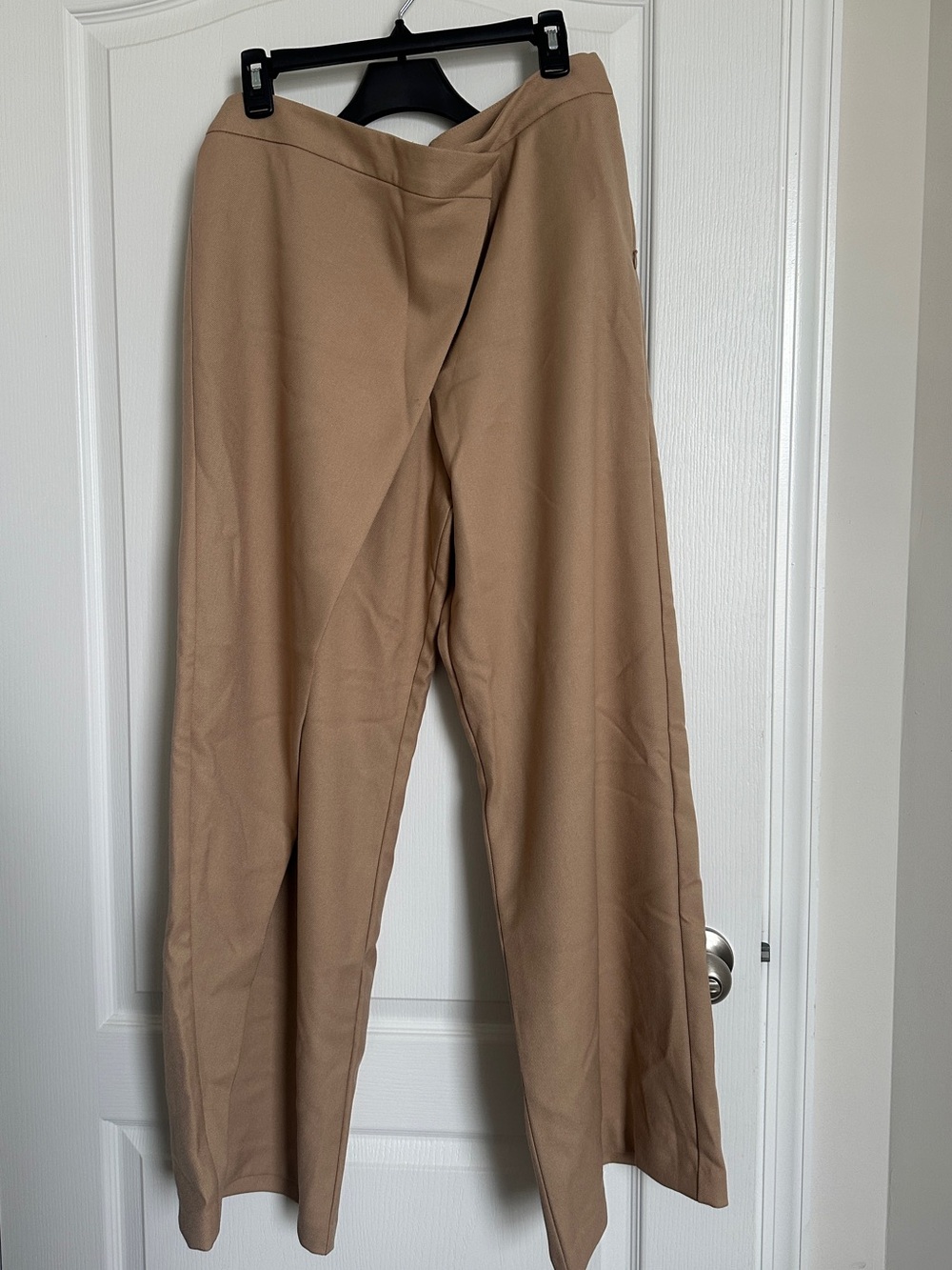 Zara Women’s Tan Wrap-Front Wide-Leg Pants